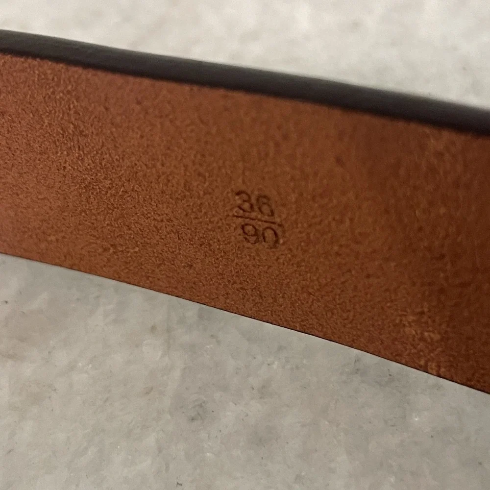 Trafalgar Belt Mens 36 Brown Italian Leather Brass Buckle Details